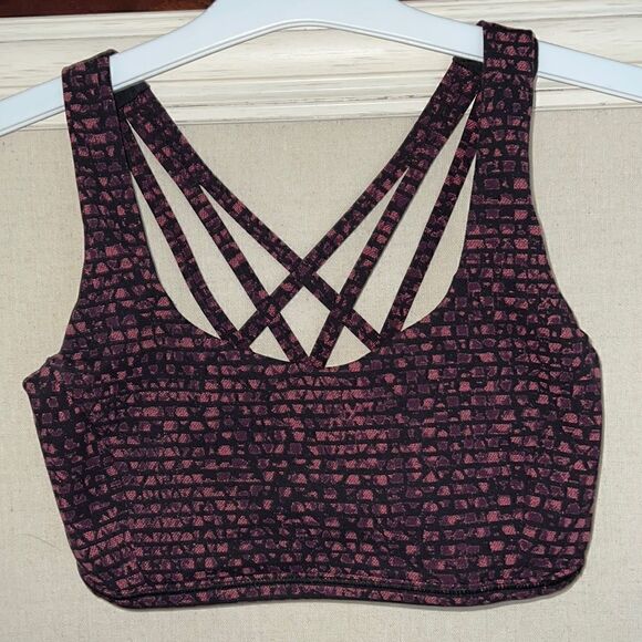 lululemon triple criss cross purple and black pattern sports bra - 4 - Picture 1 of 6